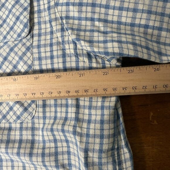 Double RL Ralph Lauren Short Sleeve Blue & White Check  Linen Blend Size Large - Picture 13 of 15